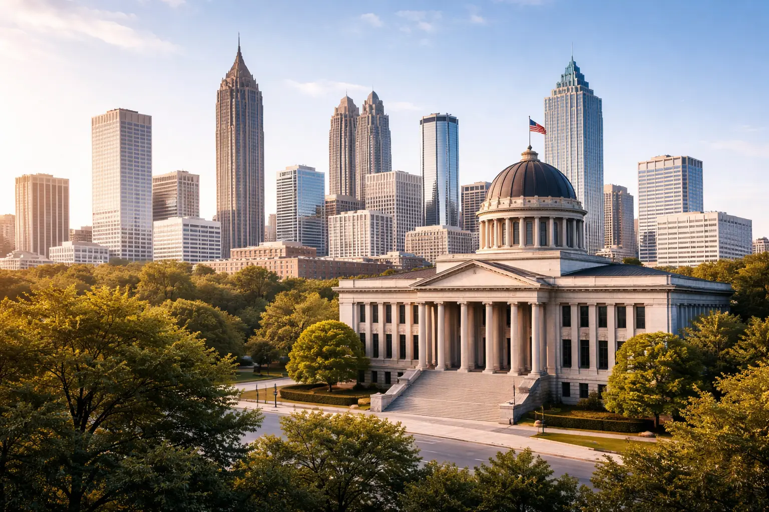 Atlanta courthouse and skyline representing personal injury lawyer near me in Atlanta Georgia