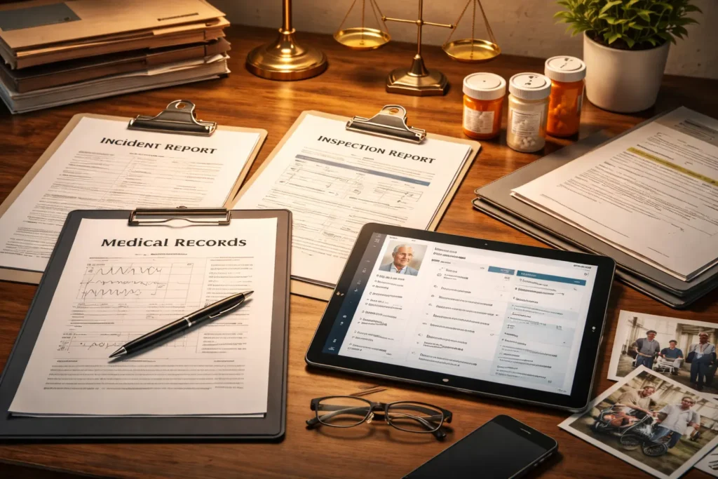 Evidence used in nursing home wrongful death cases including medical records, reports, and prescription details