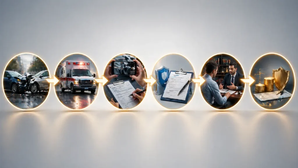 Step by step process after a car accident in Atlanta from injury and medical treatment to insurance claim and compensation