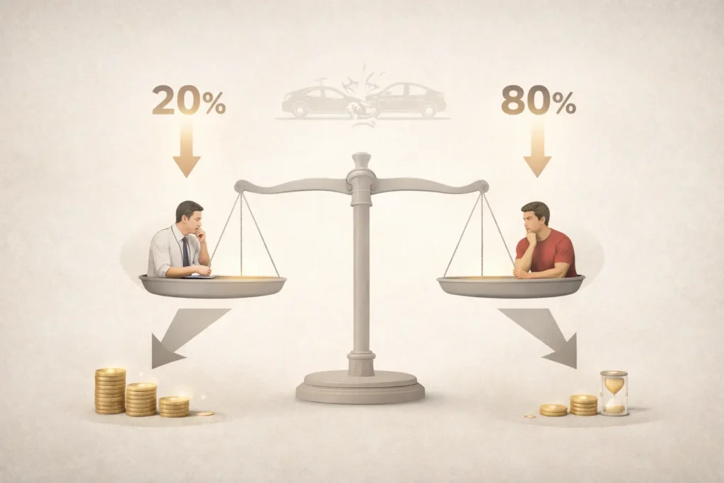 Comparative negligence in Georgia showing fault distribution between two drivers affecting compensation