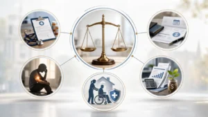 Personal injury compensation breakdown showing medical costs, lost wages, and pain and suffering in dog bite cases