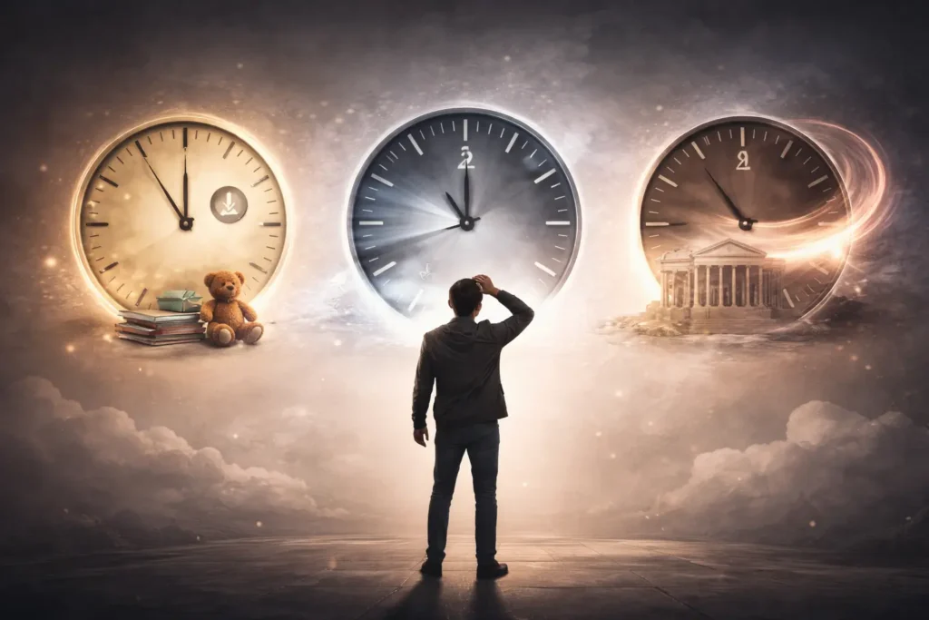 Multiple clocks representing different statute of limitations exceptions in Georgia including minors, mental incapacity, and government claims.