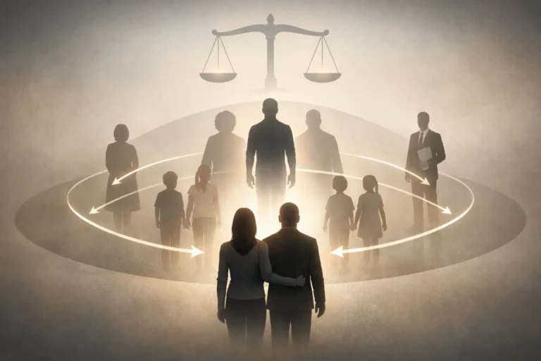 Who can file a wrongful death lawsuit in Georgia illustrated with family hierarchy including spouse children parents and estate representative